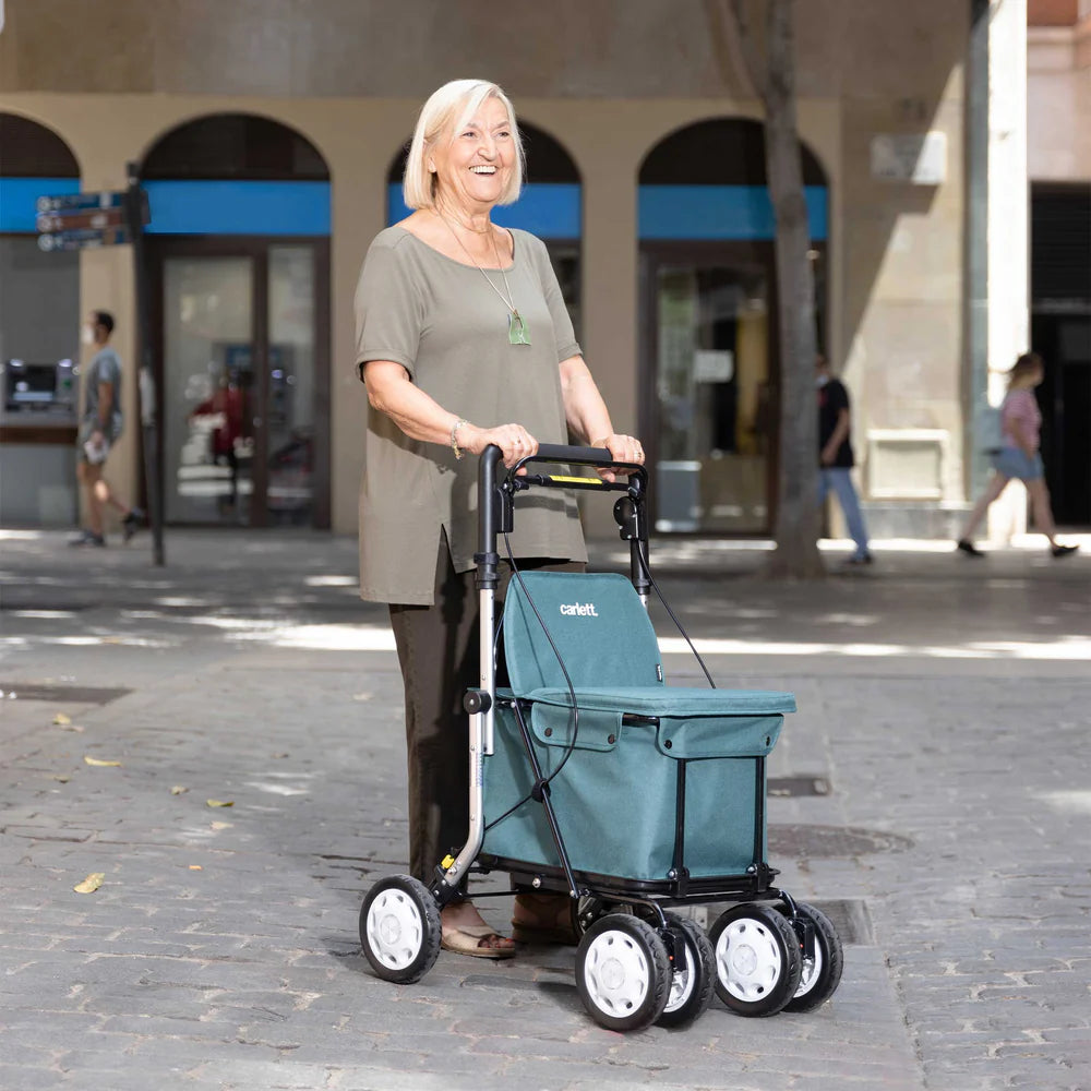 Carlett Comfort ASSIST - XL Rollator - Stabiler Einkaufsrollator mit Sitz & XL-Tasche