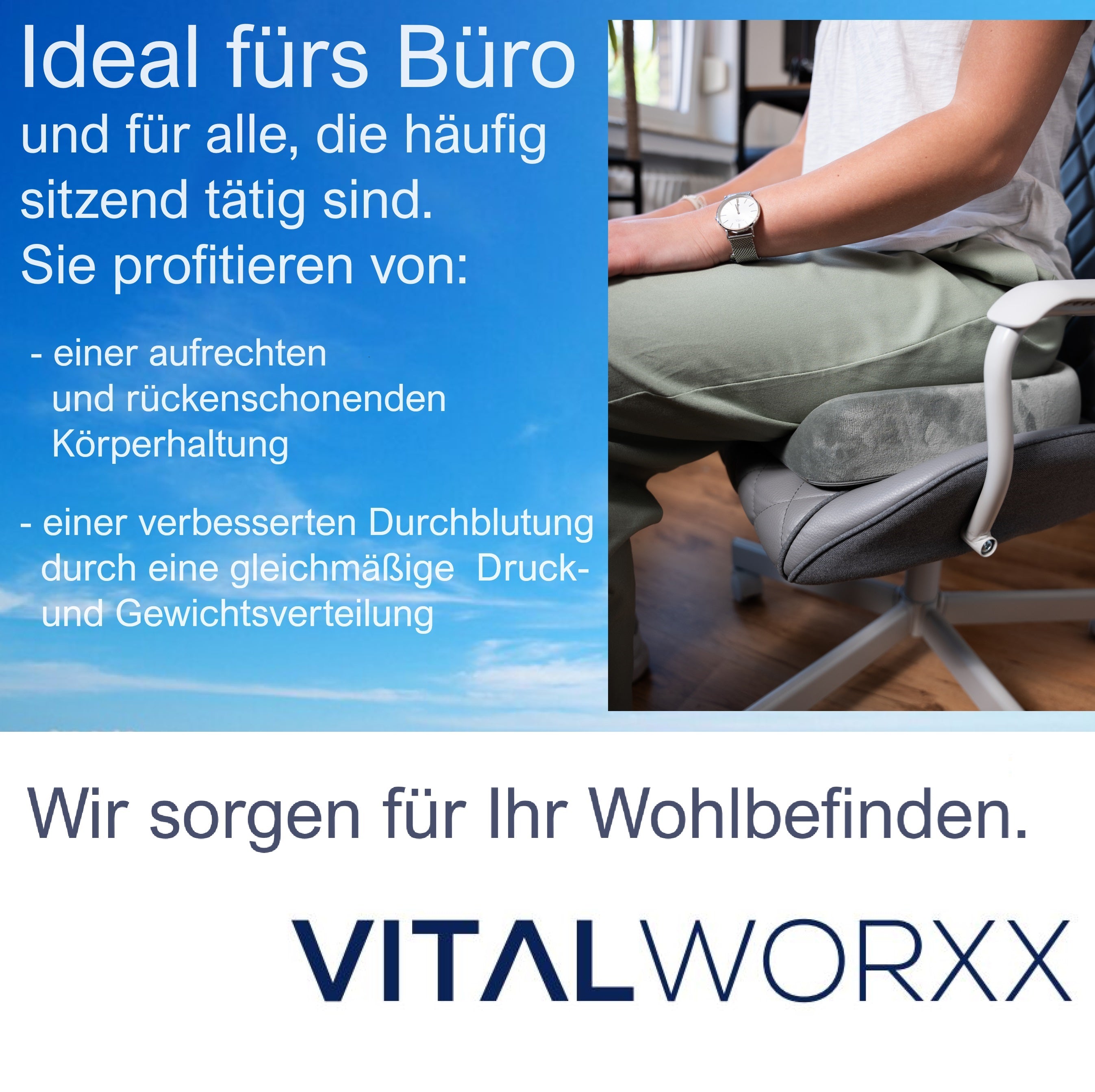 VITALWORXX Sitzkissen zur Rücken- und Steißbein-Entlastung